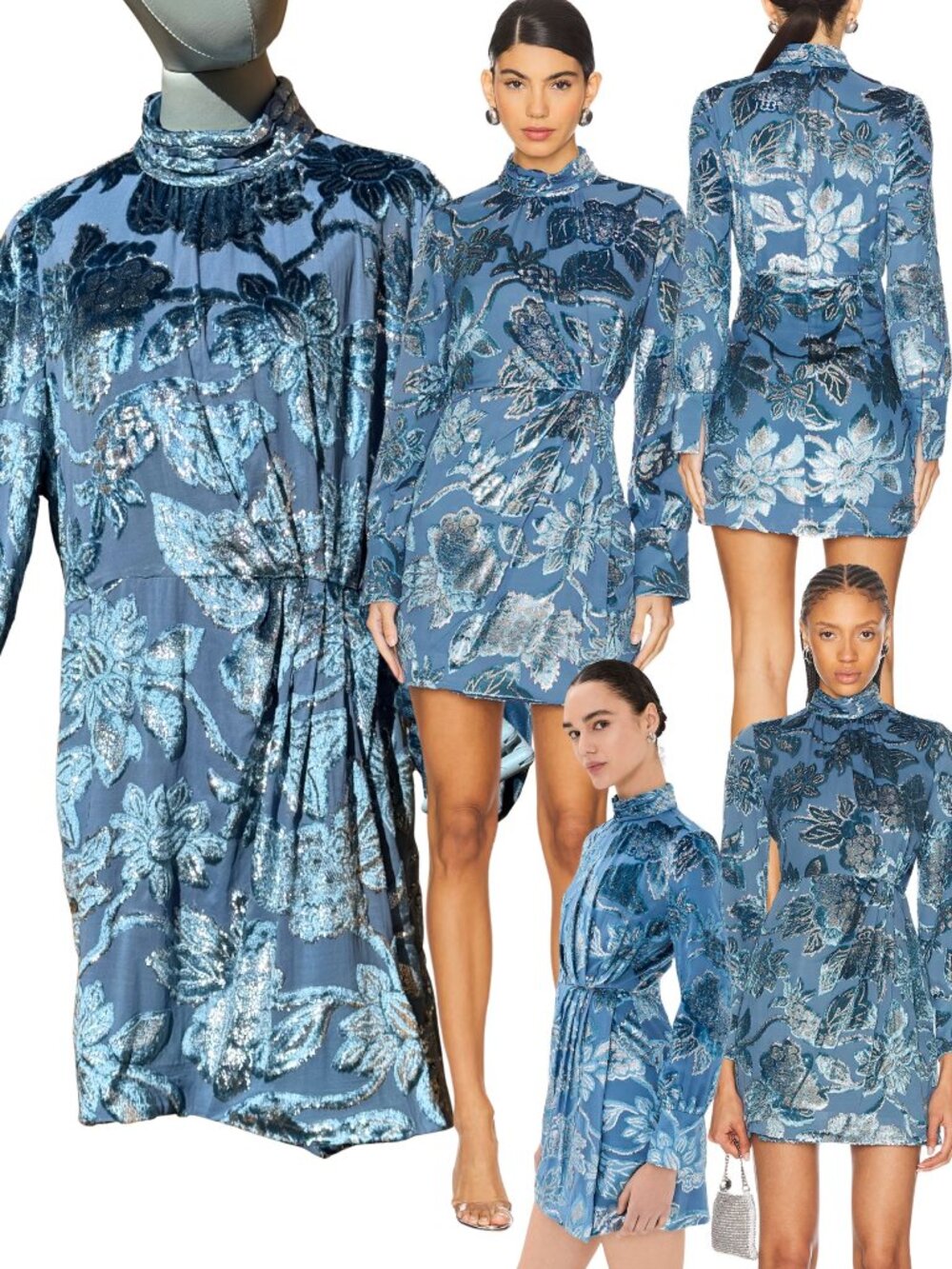 🆕 SIMKHAI 🧿 NWOT Halen Draped Velvet Mini Dress, Celestial Blue - Sz US 14